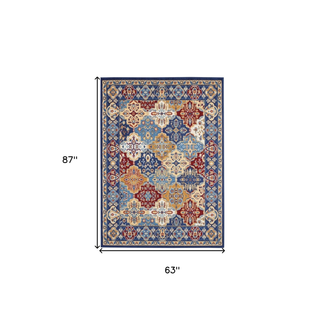 5 x 7 Red Damask Power Loom Area Rug Image 10