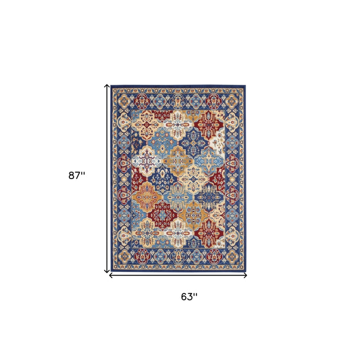 5 x 7 Red Damask Power Loom Area Rug Image 10