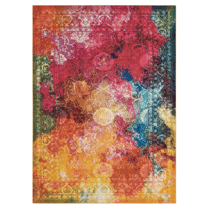 5 X 7 Seaglass Abstract Power Loom Non Skid Area Rug Image 1