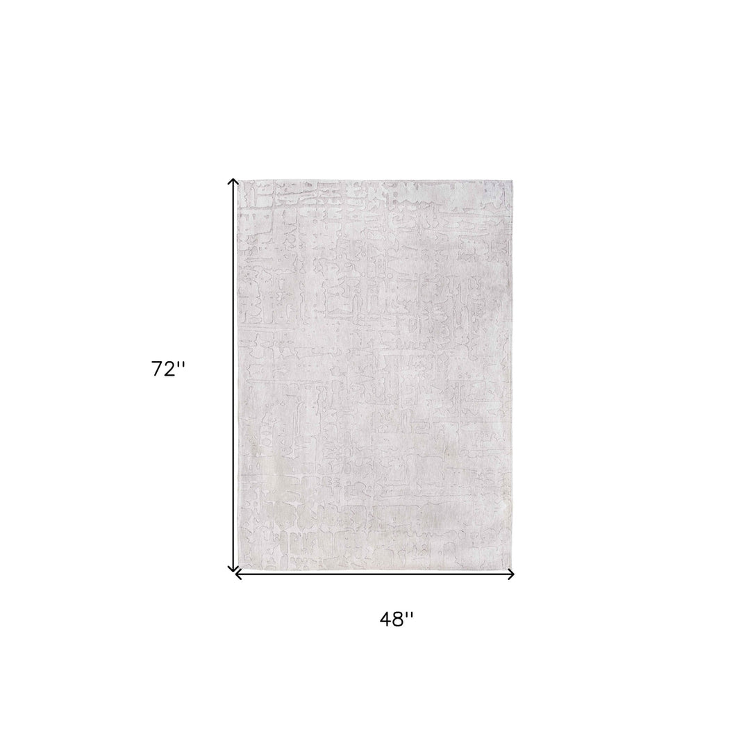 5 x 7 White Abstract Non Skid Area Rug Image 3