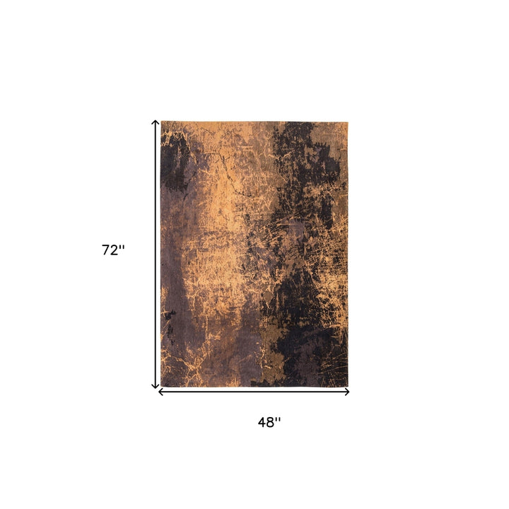 5 x 7 Yellow and Brown Abstract Non Skid Area Rug Image 1