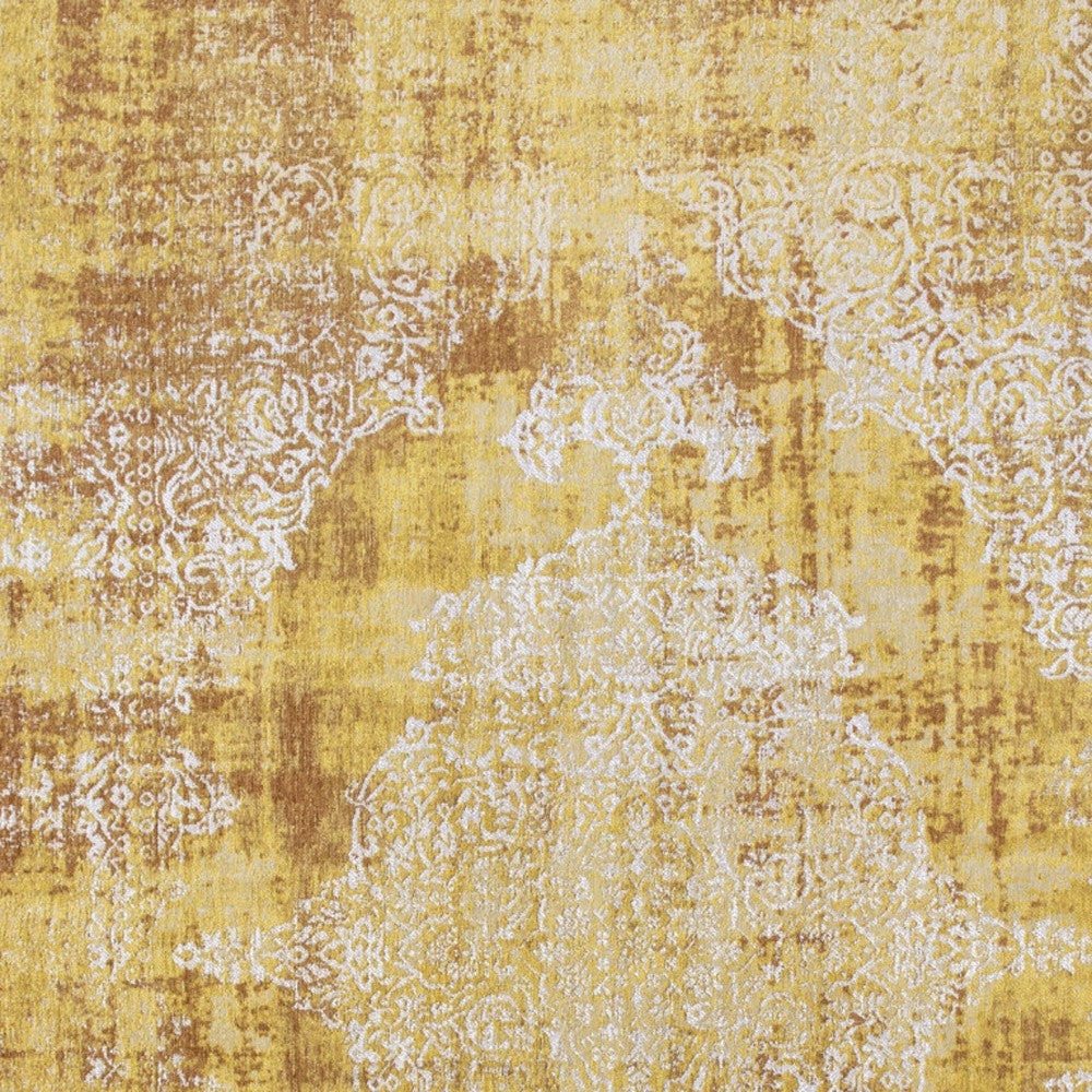 5 x 7 Yellow and Brown Oriental Non Skid Area Rug Image 6