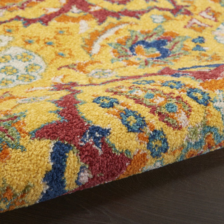 5 X 7 Yellow Floral Power Loom Area Rug Image 4