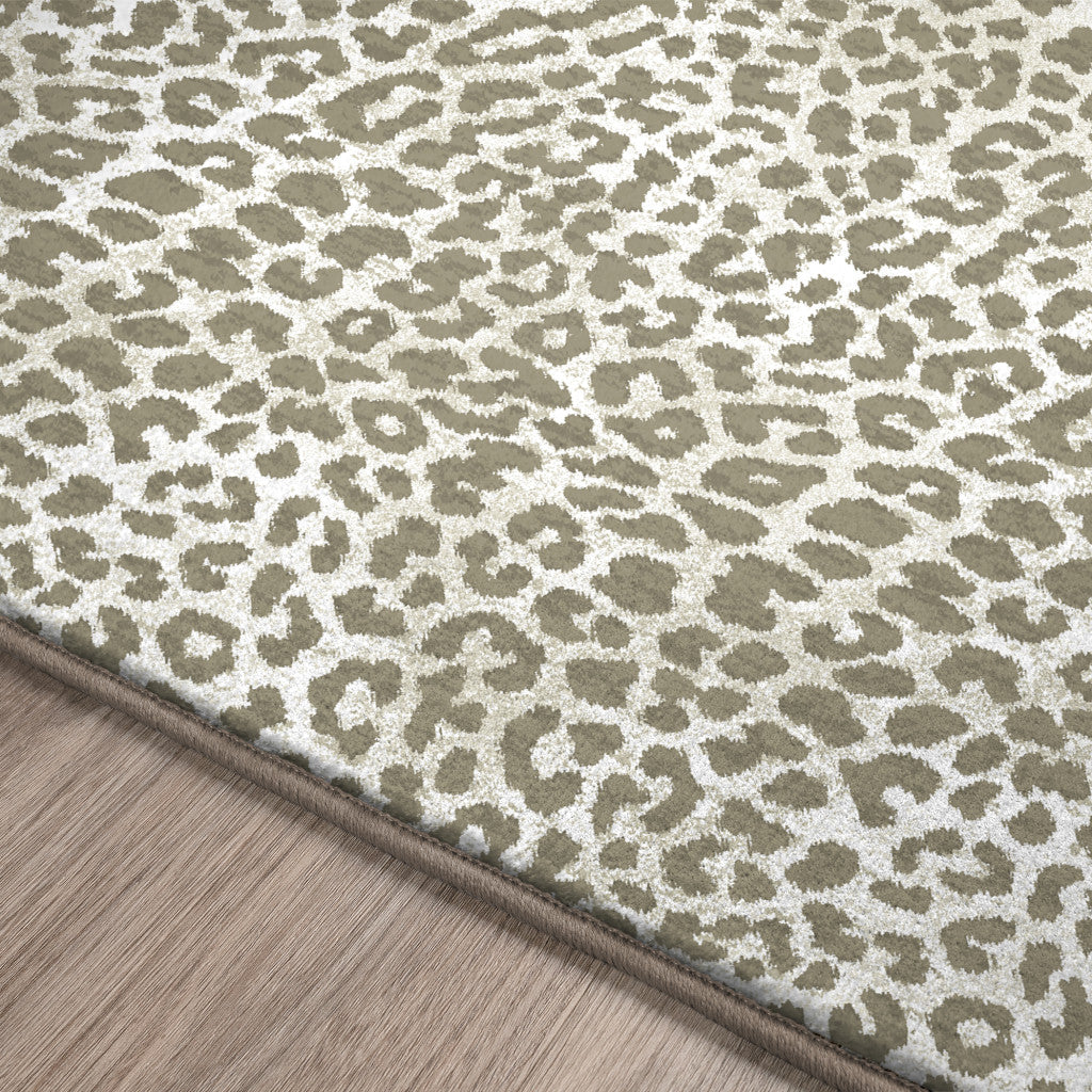 5 X 8 Beige and Cream Leopard Print Shag Handmade Non Skid Area Rug Image 5