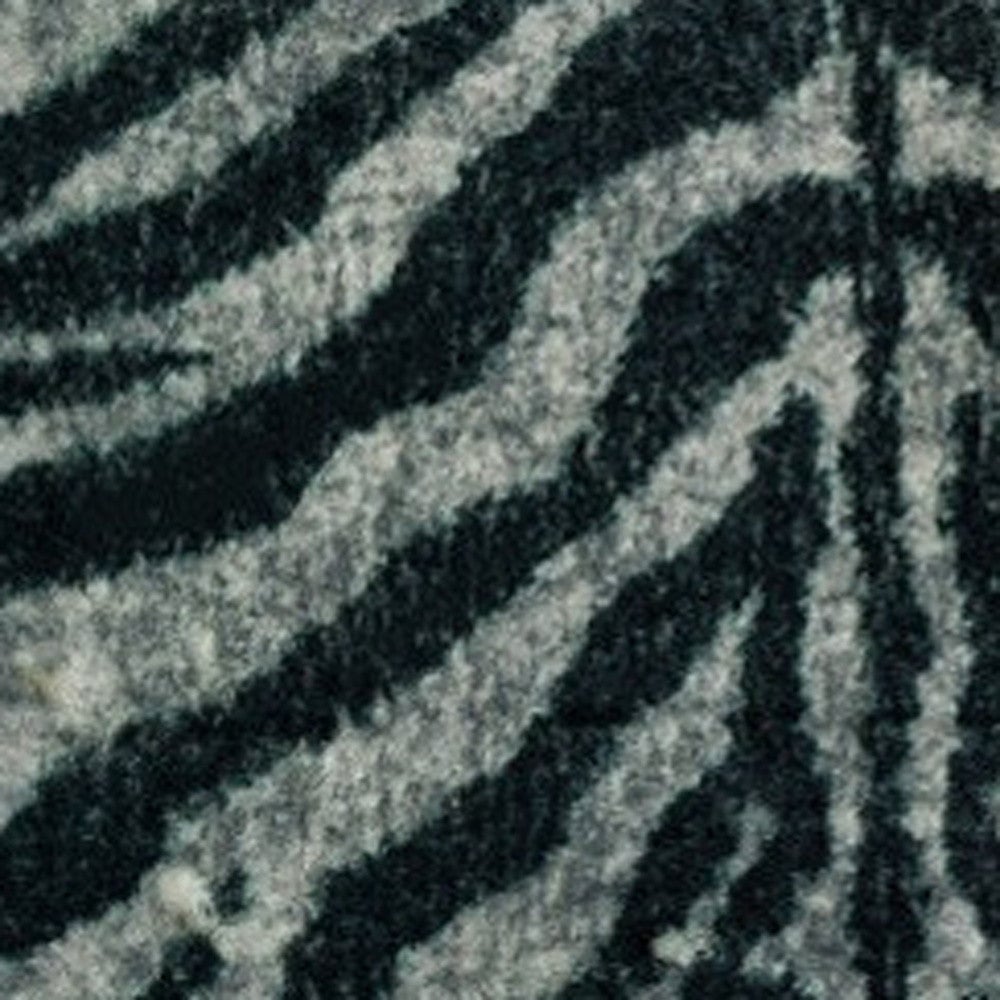 5 X 8 Black and Gray Zebra Print Shag Handmade Non Skid Area Rug Image 2