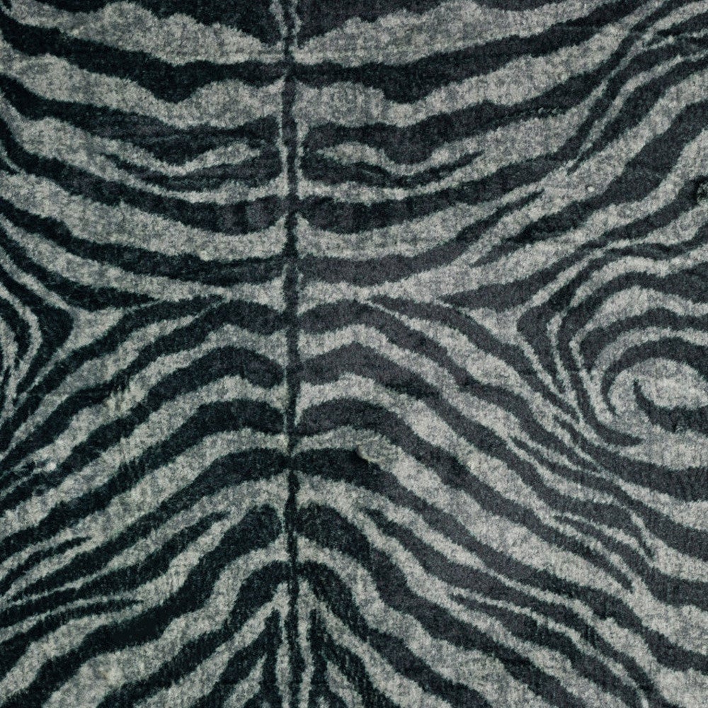 5 X 8 Black and Gray Zebra Print Shag Handmade Non Skid Area Rug Image 4