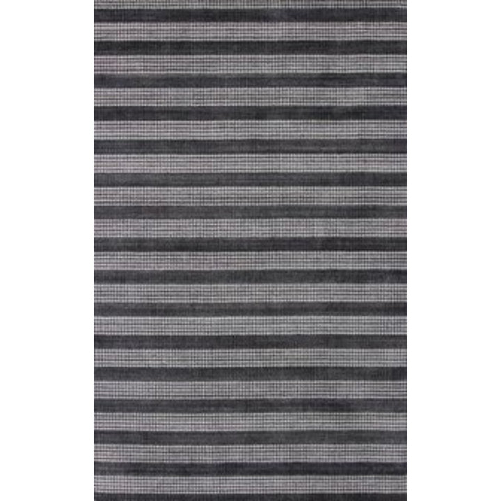 5 x 8 Black And White Striped Hand Loomed Area Rug Image 3