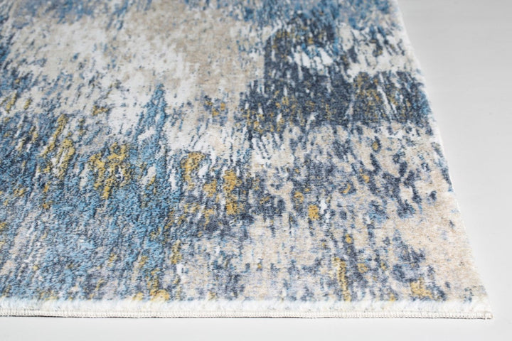 5 x 8 Blue and Gold Abstract Area Rug Image 5