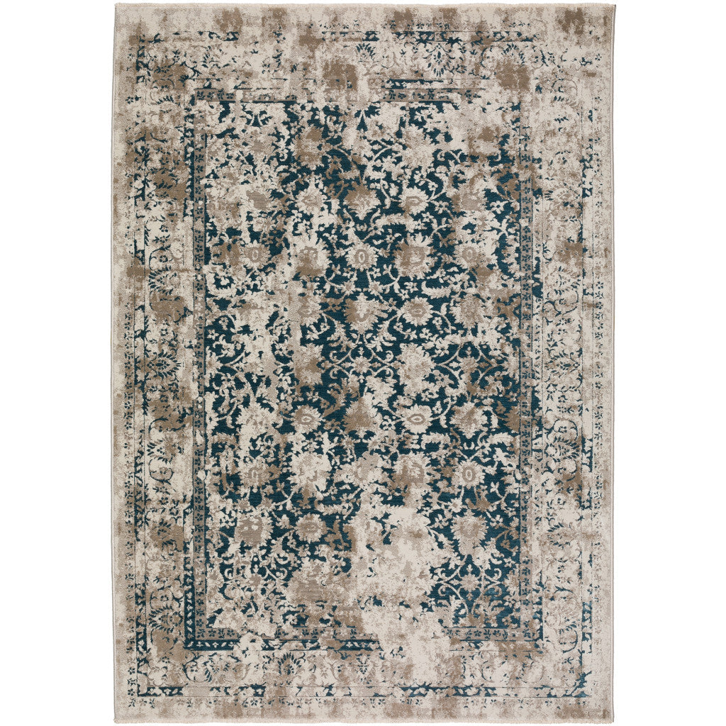 5 X 8 Blue Oriental Area Rug With Fringe Image 1