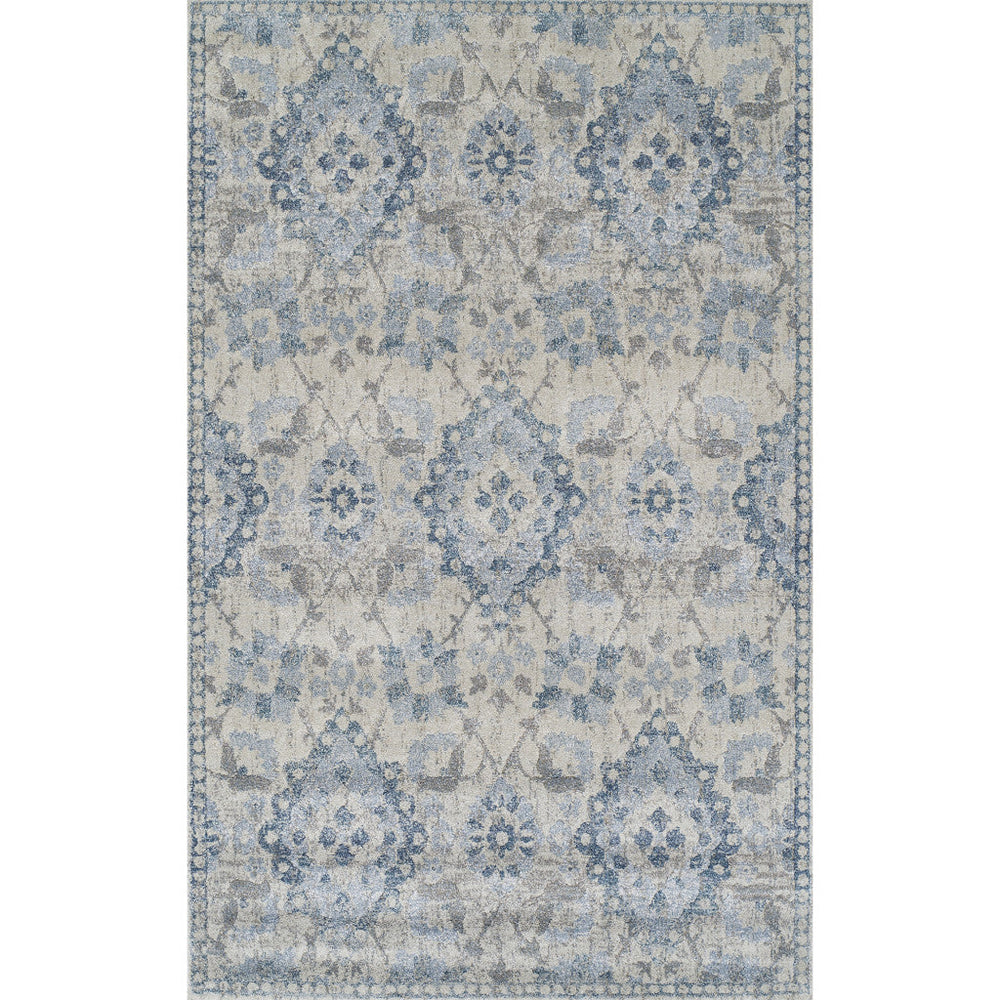 5 x 8 Blue Oriental Area Rug Image 2