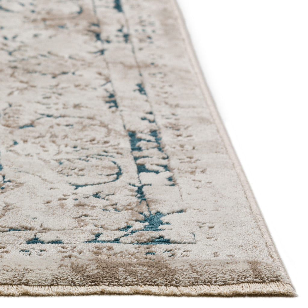 5 X 8 Blue Oriental Area Rug With Fringe Image 3