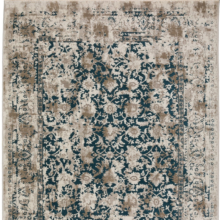 5 X 8 Blue Oriental Area Rug With Fringe Image 7