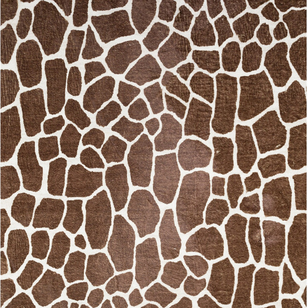 5 X 8 Brown Animal Print Shag Non Skid Area Rug Image 4