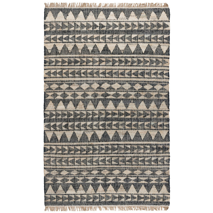 5 X 8 Charcoal Geometric Hand Woven Area Rug Image 1