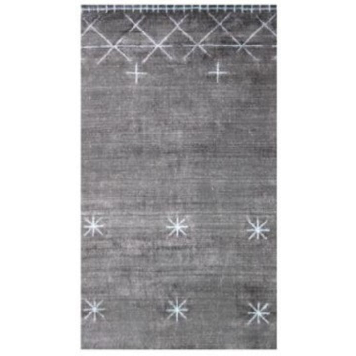 5 X 8 Charcoal And Silver Abstract Ombre with Stars Hand Loomed Area Rug Image 2