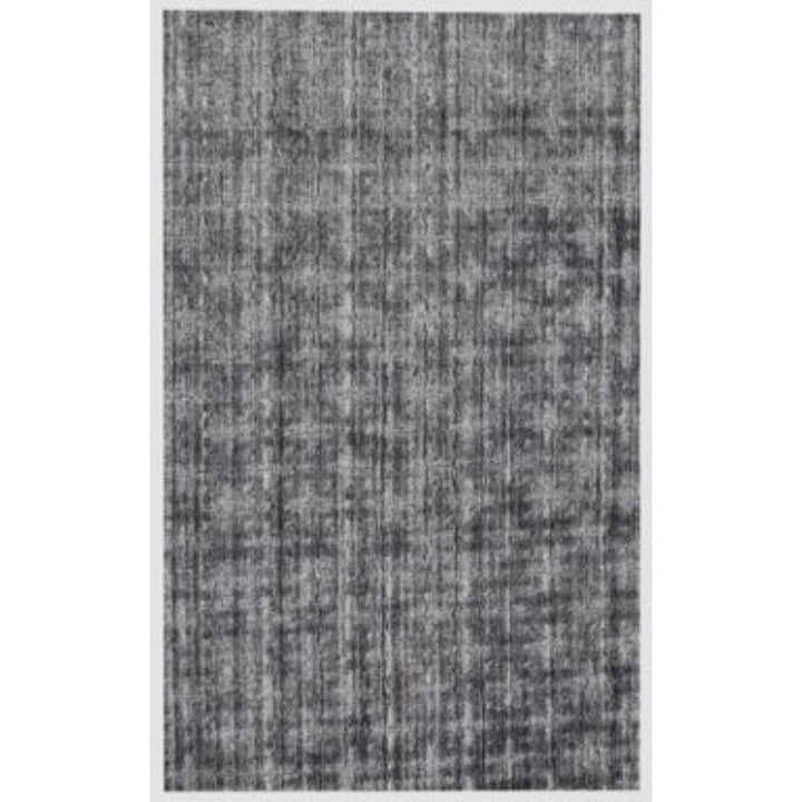 5 X 8 Dark Grey And Silver Plaid Cross Hand Loomed Area Rug Image 1