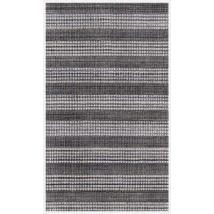 5 X 8 Dark Grey And White Striped Hand Loomed Area Rug Image 1