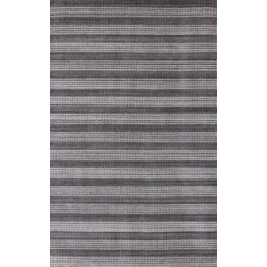 5 X 8 Dark Grey And White Striped Hand Loomed Area Rug Image 3