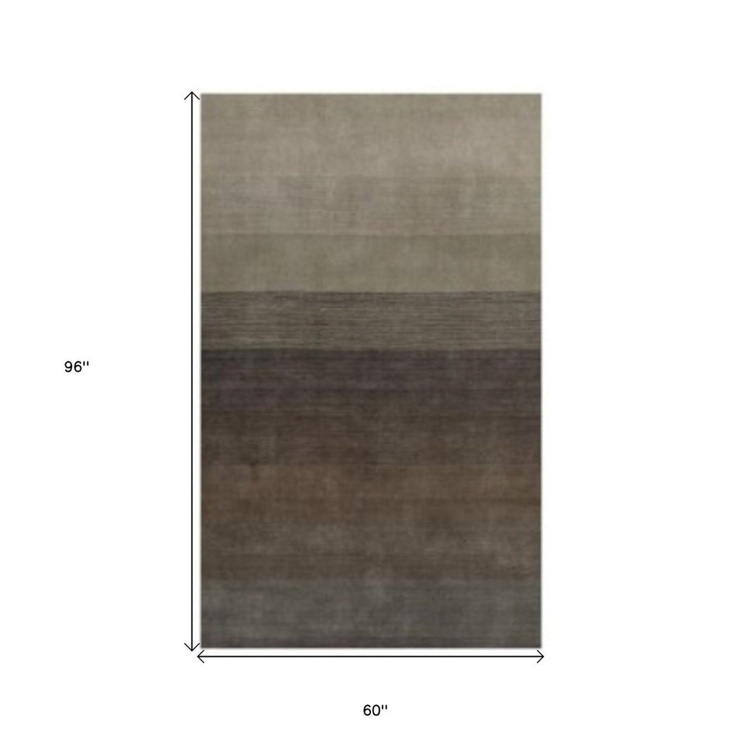 5 X 8 Expresso And Brown Ombre Hand Loomed Area Rug Image 5