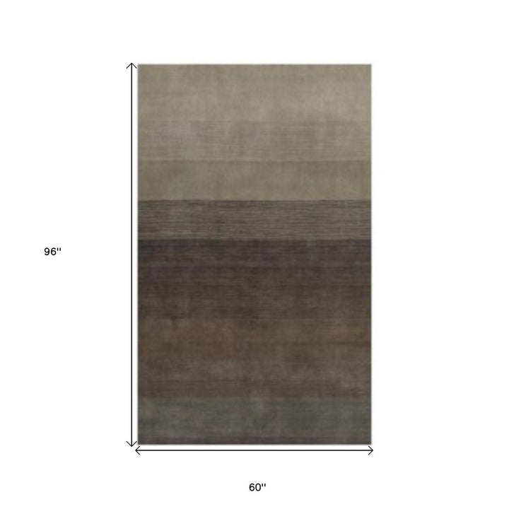 5 X 8 Expresso And Brown Ombre Hand Loomed Area Rug Image 5