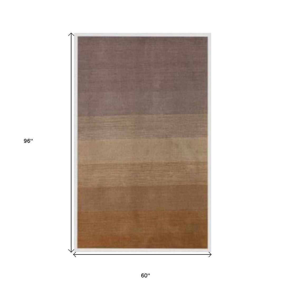 5 X 8 Gold And Rust Ombre Hand Loomed Area Rug Image 5