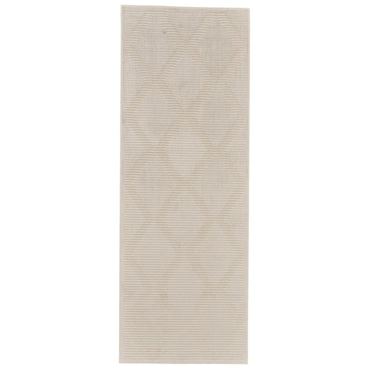 10 X 13 Ivory And Tan Geometric Stain Resistant Area Rug Image 1