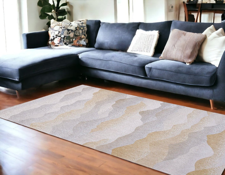 6 X 8 Gray and Brown Abstract Non Skid Area Rug Image 1