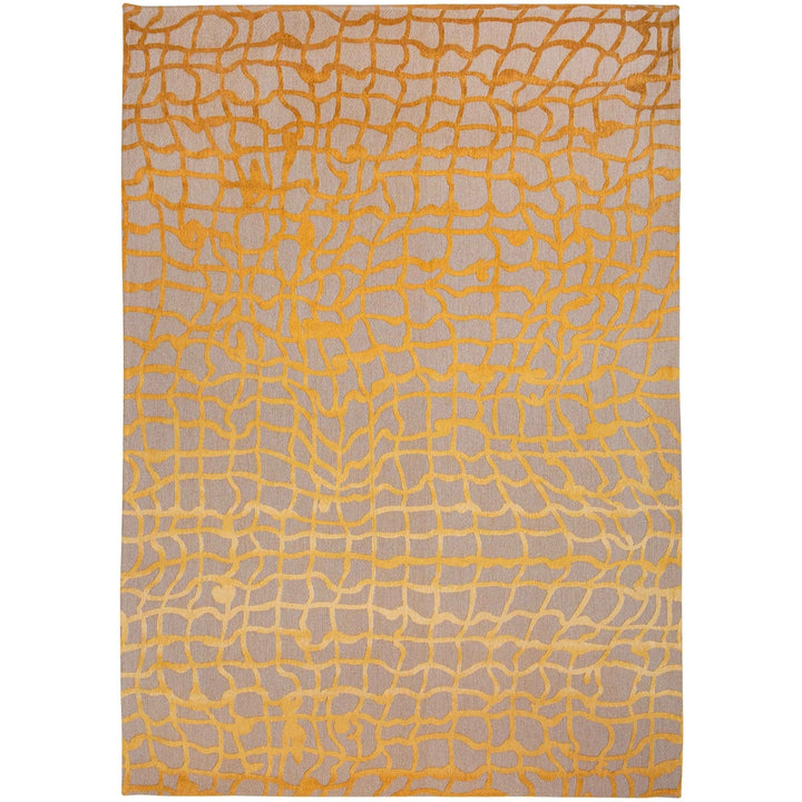 6 X 8 Gray and Orange Abstract Non Skid Area Rug Image 2