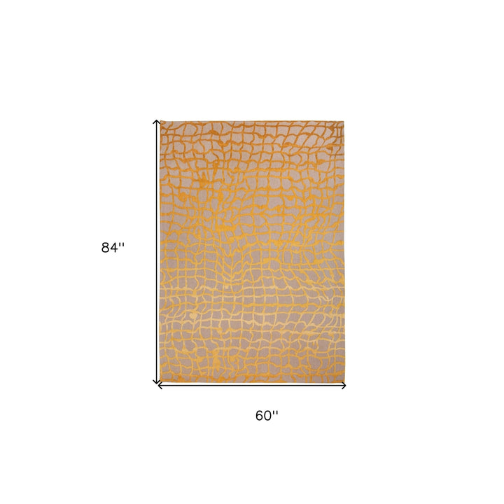 6 X 8 Gray and Orange Abstract Non Skid Area Rug Image 3