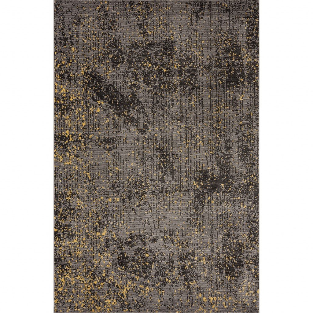 5 x 8 Gray and Yellow Abstract Sprinkle Area Rug Image 1