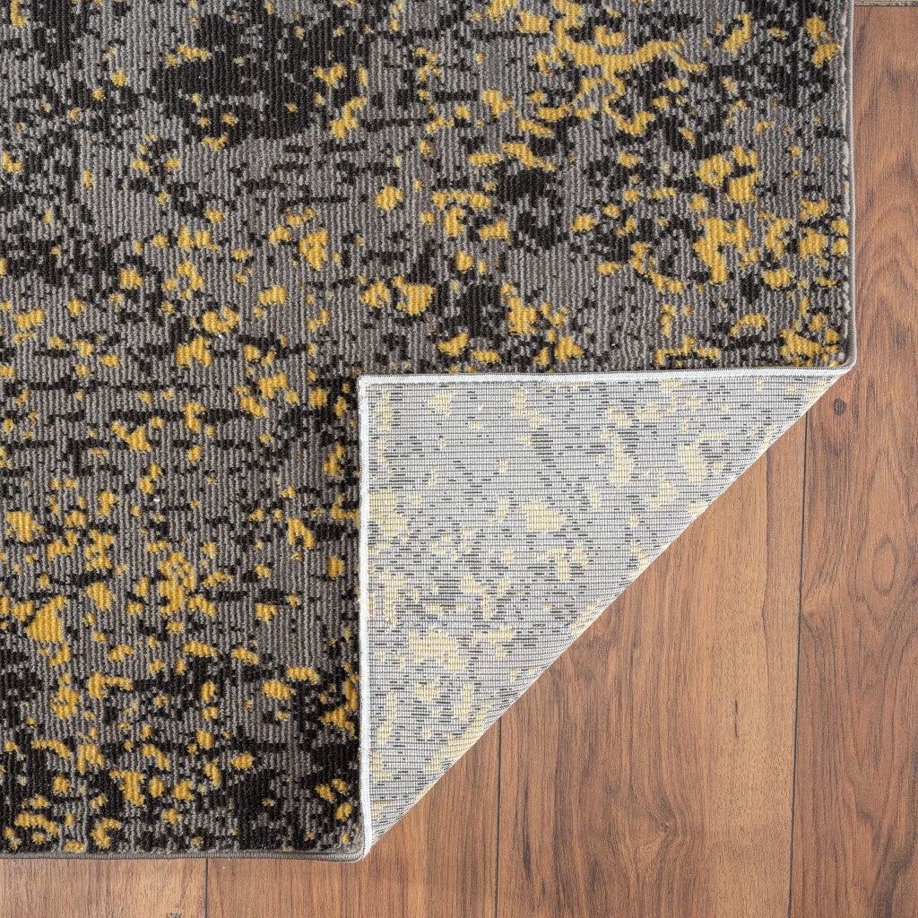 5 x 8 Gray and Yellow Abstract Sprinkle Area Rug Image 3