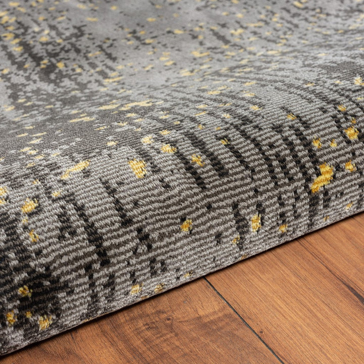 5 x 8 Gray and Yellow Abstract Sprinkle Area Rug Image 4