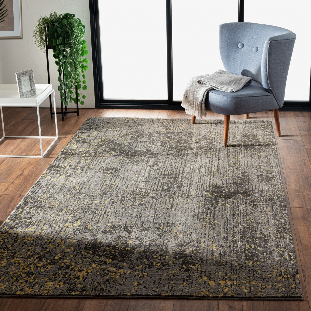 5 x 8 Gray and Yellow Abstract Sprinkle Area Rug Image 5