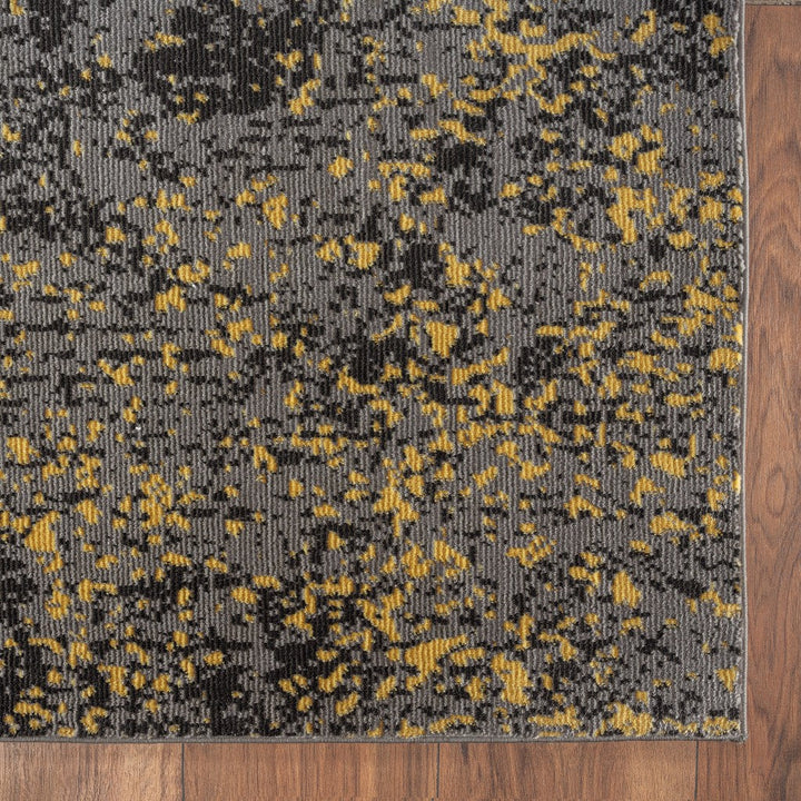 5 x 8 Gray and Yellow Abstract Sprinkle Area Rug Image 8