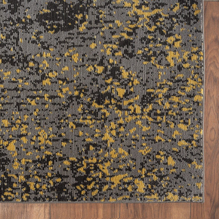 5 x 8 Gray and Yellow Abstract Sprinkle Area Rug Image 1