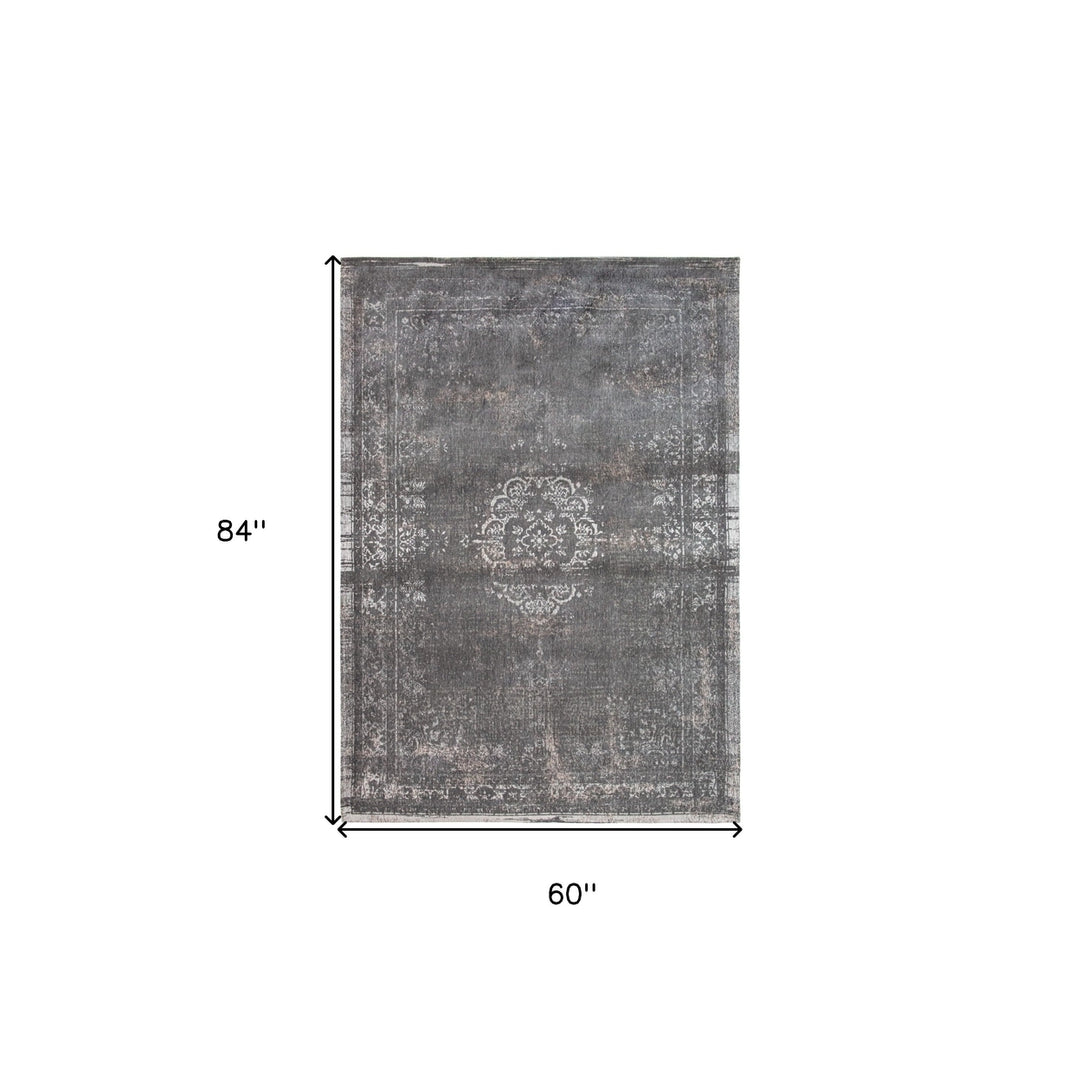 6 X 8 Gray Medallion Non Skid Area Rug Image 3