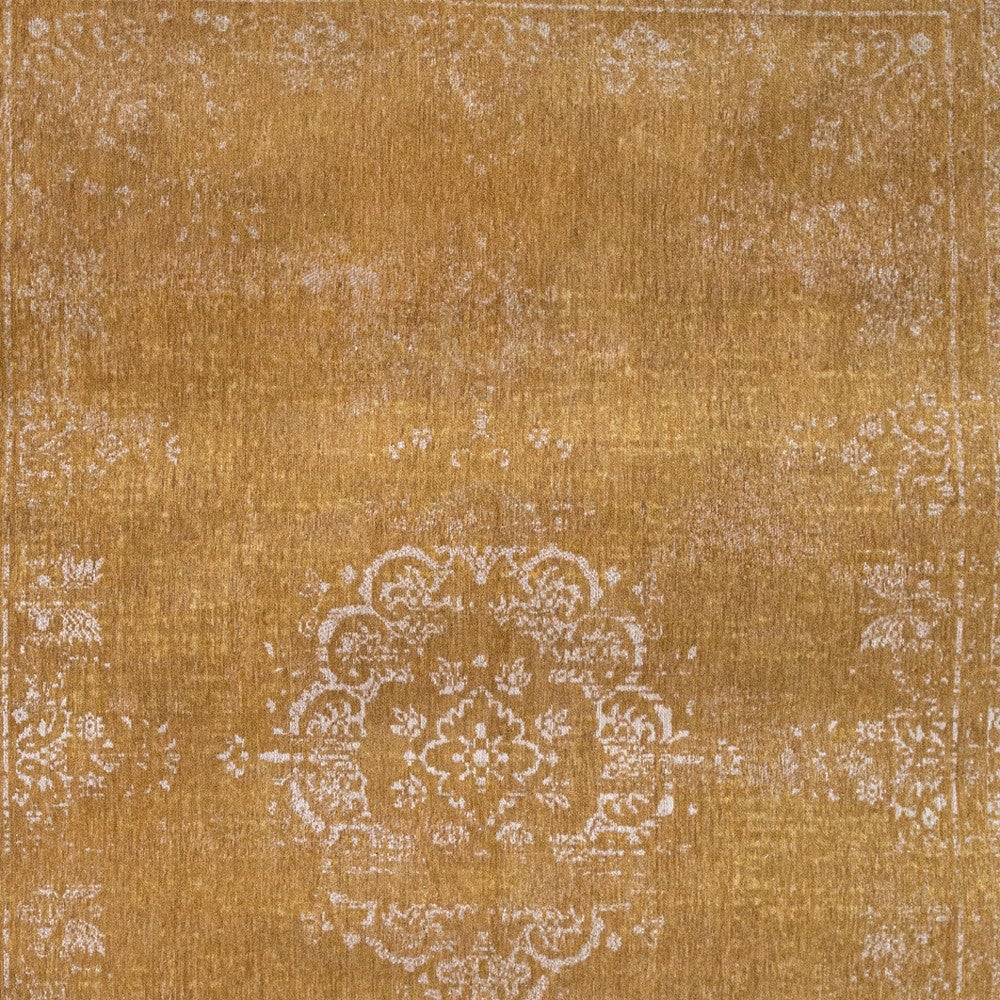 6 X 8 Orange and White Medallion Non Skid Area Rug Image 5