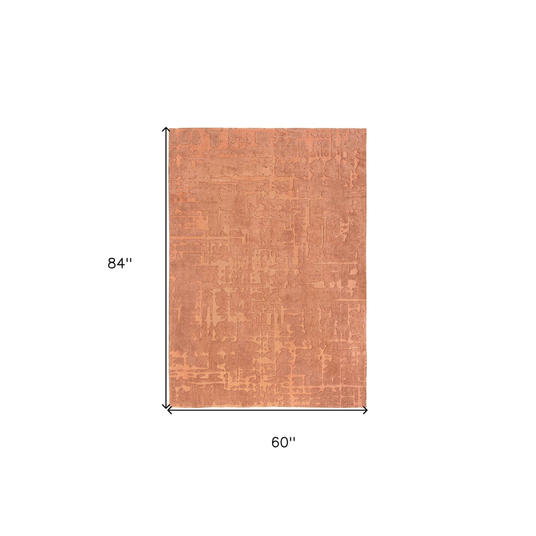 6 X 8 Orange Abstract Non Skid Area Rug Image 3