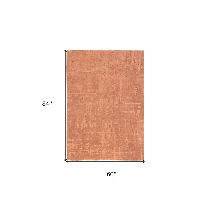 6 X 8 Orange Abstract Non Skid Area Rug Image 3