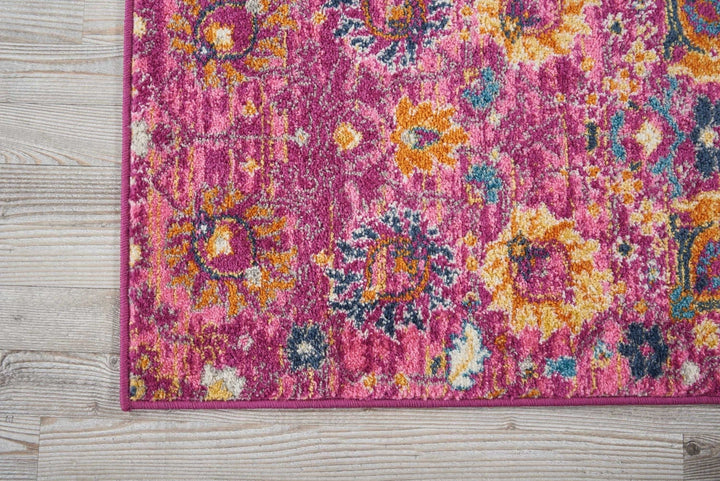 6 Fuchsia Floral Power Loom Runner Rug Image 1