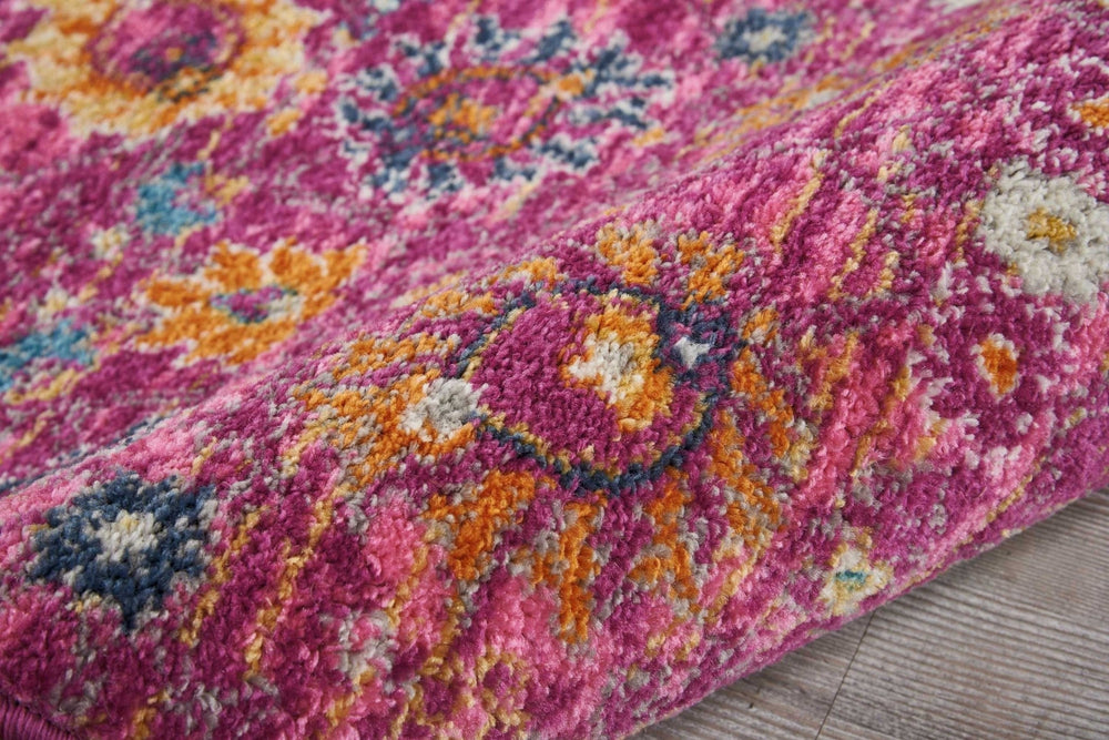 6 Fuchsia Floral Power Loom Runner Rug Image 2