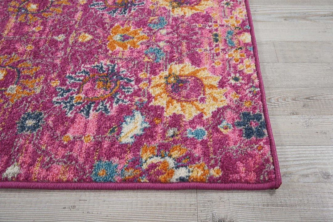 6 Fuchsia Floral Power Loom Runner Rug Image 1