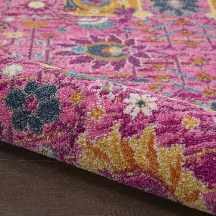 6 Fuchsia Floral Power Loom Runner Rug Image 5