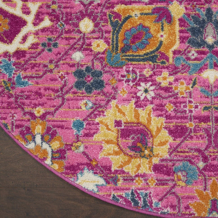 6 Fuchsia Floral Power Loom Runner Rug Image 1