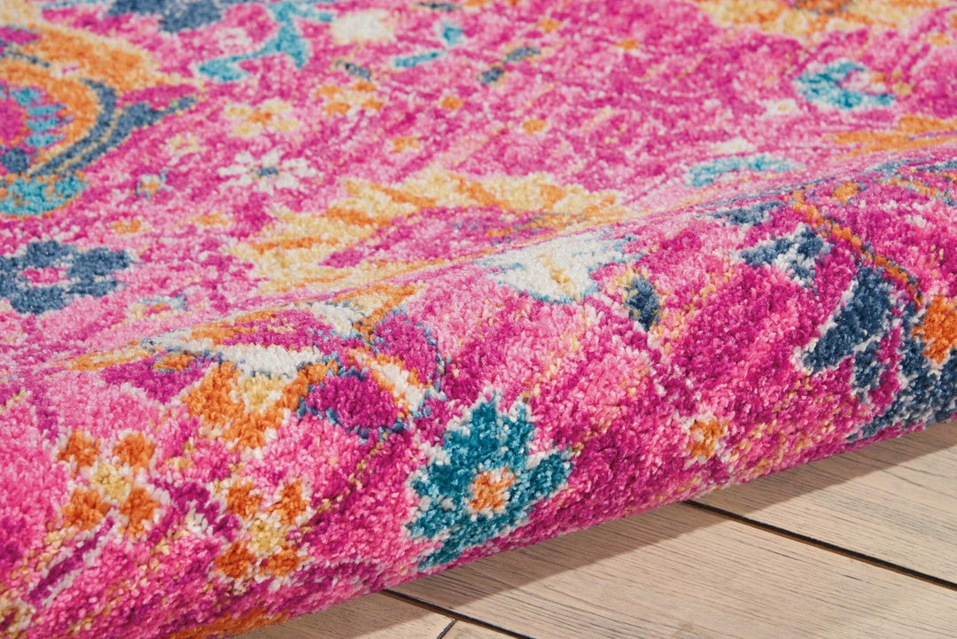 6 Fuchsia Floral Power Loom Runner Rug Image 9