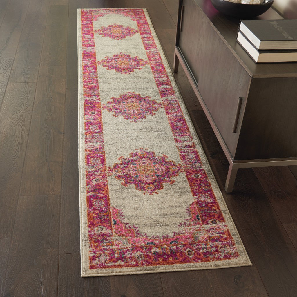 6 Fuchsia Power Loom Runner Rug Image 11