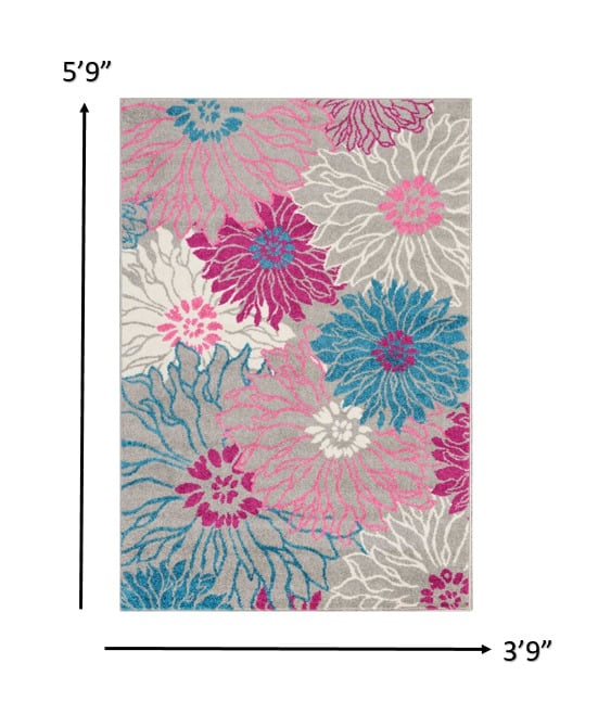 6 Gray Floral Dhurrie Runner Rug Image 4