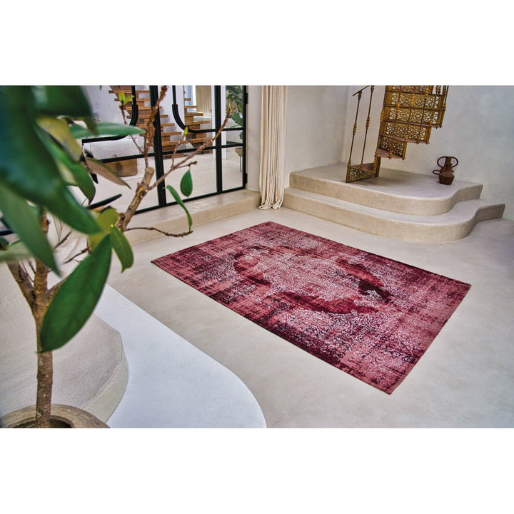 6 X 8 Red and White Oriental Non Skid Area Rug Image 8