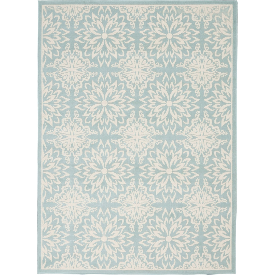 6 X 9 Aqua Floral Power Loom Area Rug Image 1