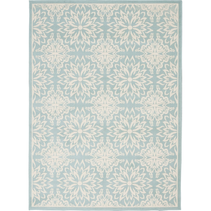 6 X 9 Aqua Floral Power Loom Area Rug Image 1